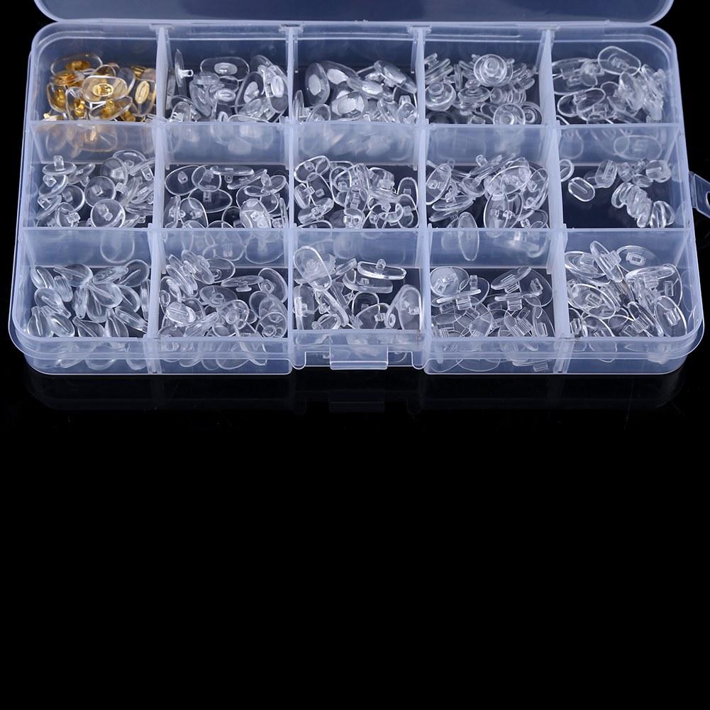 300pcs 15 values Silicone Nose Pads Eyeglasses Screw On Glasses Soft Accessories Repair Tool
