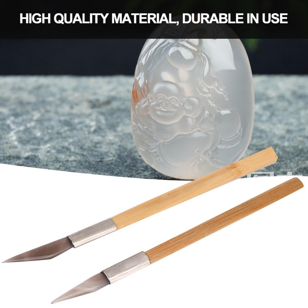 2Pcs Agate Material Jewelry Polishing Tool Wooden Handle Jewelry Tools Agate Burnisher  Clay Craft