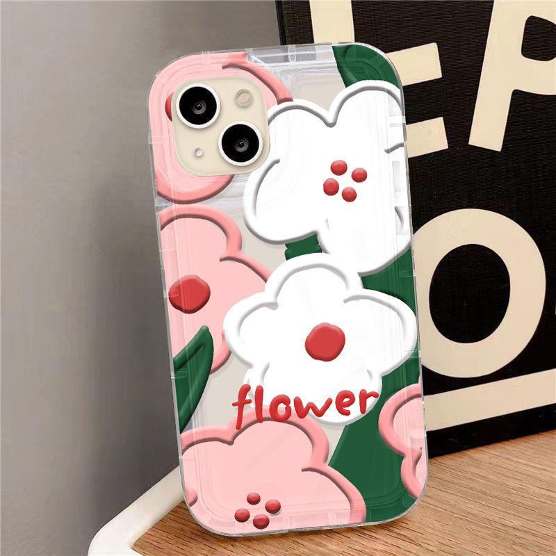 Simple Oil Painting Flower Suitable for iPhone17 Airbag Mobile Phone Case 16Pro Niche X Apple 14 All-inclusive 15/13