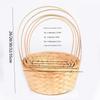 New Handmade Storage Basket Kitchen Accessories Durable Rattan Fruit Basket Multifunction Long Handle Bamboo Flower Basket