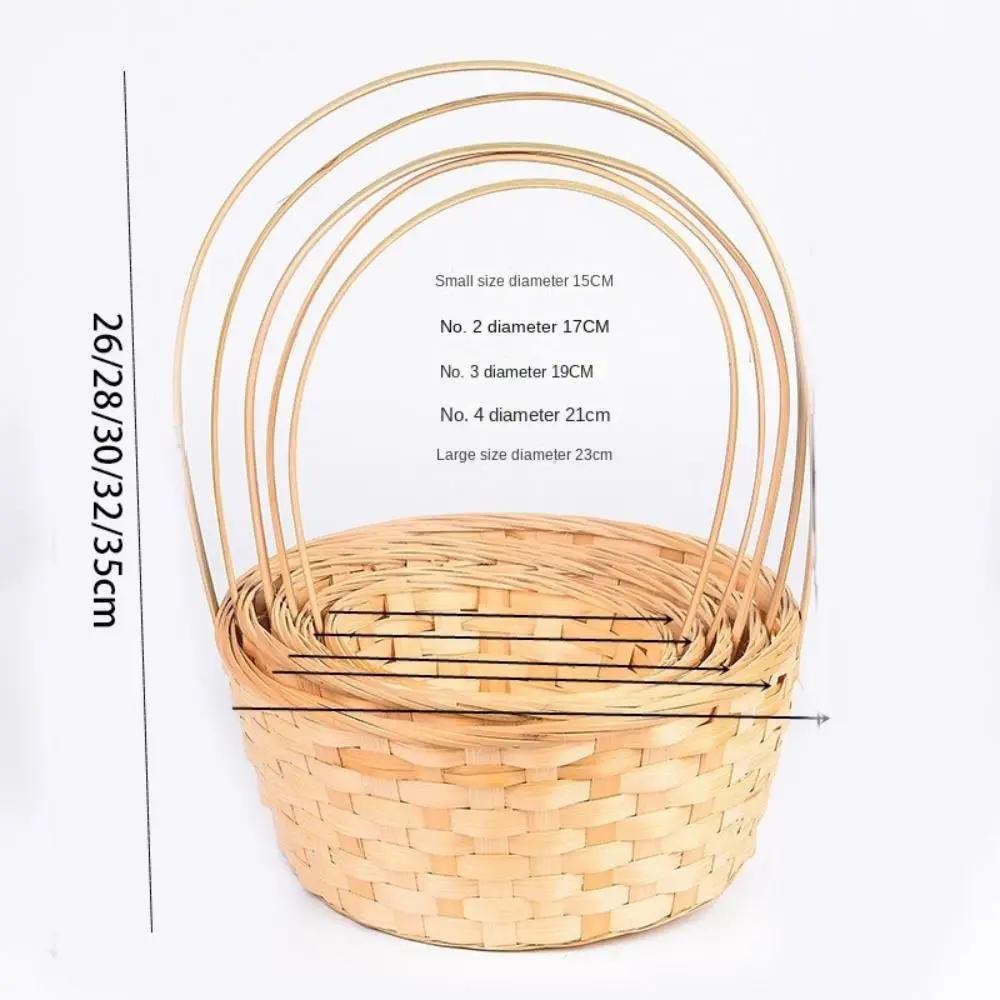 New Handmade Storage Basket Kitchen Accessories Durable Rattan Fruit Basket Multifunction Long Handle Bamboo Flower Basket