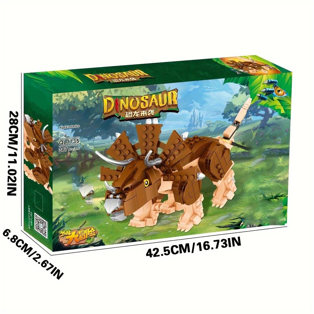 387PCS Dinosaur Building Block Diy Triceratops Model Assembly Bricks Desktop Decoration Educational Toys For Kids Holiday Gifts