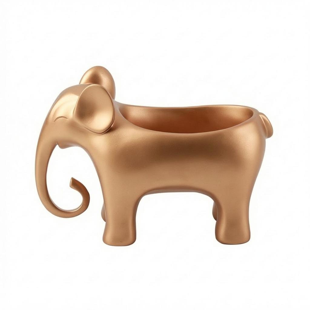 Elephant Storage Container Shiny Figurine with Decorative Catchall Tray for