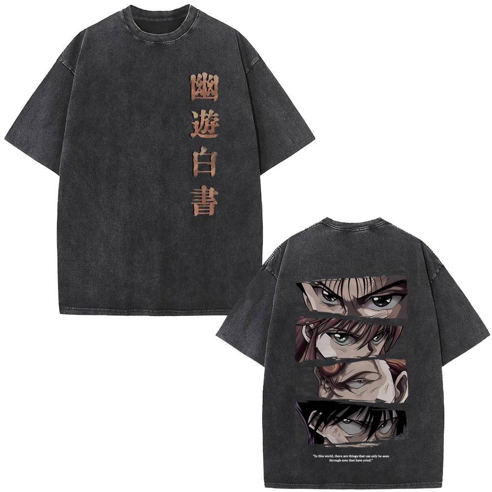 

Washed Vintage Anime YuYu Hakusho Urameshi Yuusuke T Shirt Mens Women Clothing Cartoon Oversized Tshirts Male Retro Streetwear S