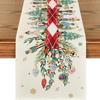Festive Snowman Christmas Tree Table Runner Home Kitchen Dining Tablecloth for Party Decoration