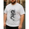 European size A Stylish Short-Sleeved Shirt Featuring a Lucky Oriental Black Dragon Totem for Men, Designed with a Loose Round Neck for Comfort.