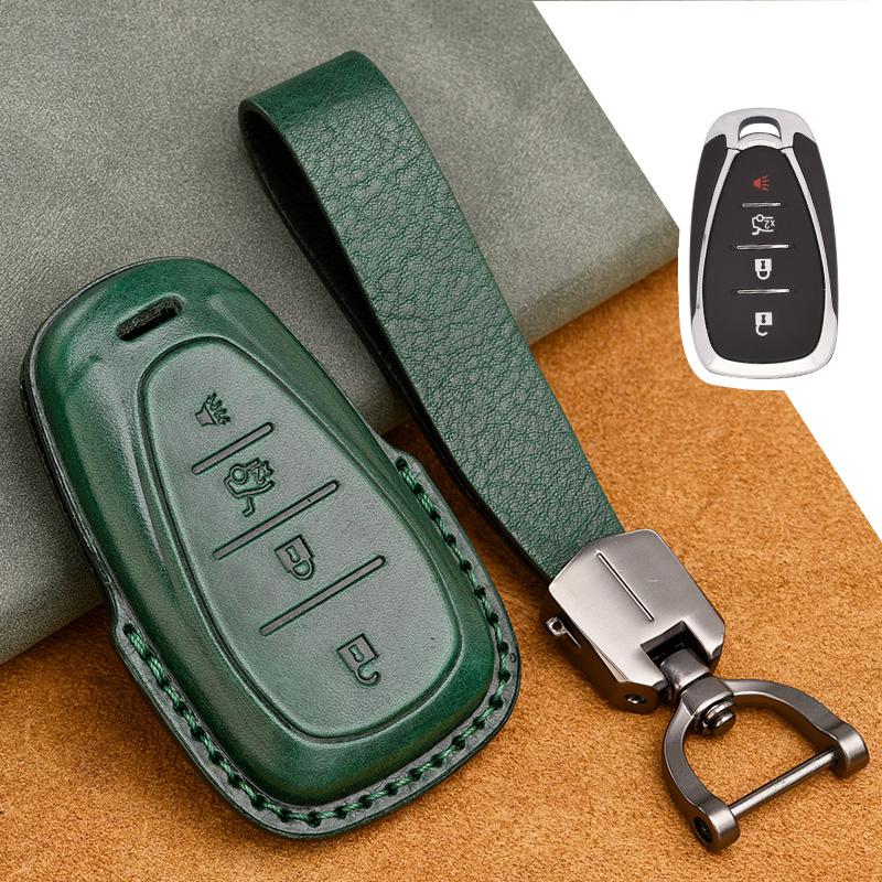 Genuine Leather Key Case Cover Suitable for Chevrolet Tracker Buckle Malibu XL Explorer Volando Pioneer Key Fob Protector