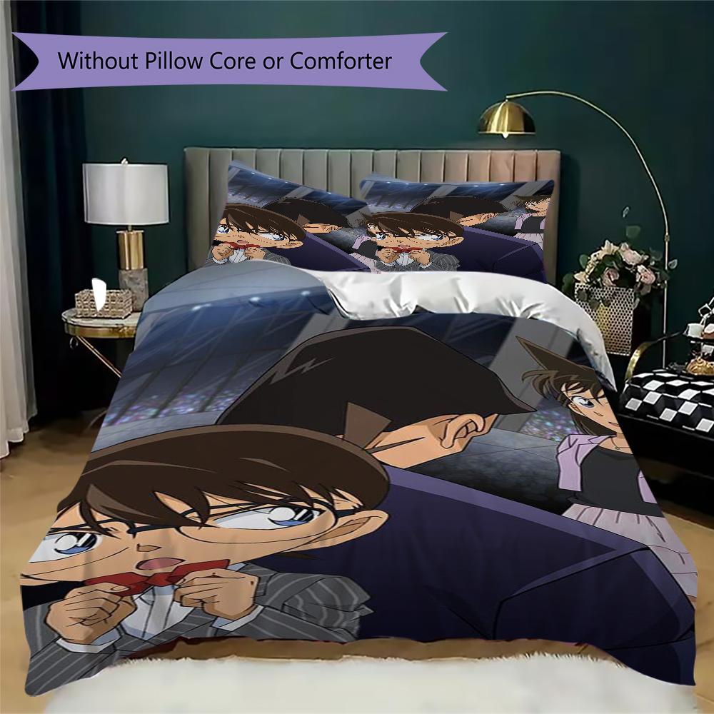 Detective Conan Anime Mystery Adventure Threepiece Set 1 Duvet Cover 2 Pillowcase Without Core Without Core Bedding Set