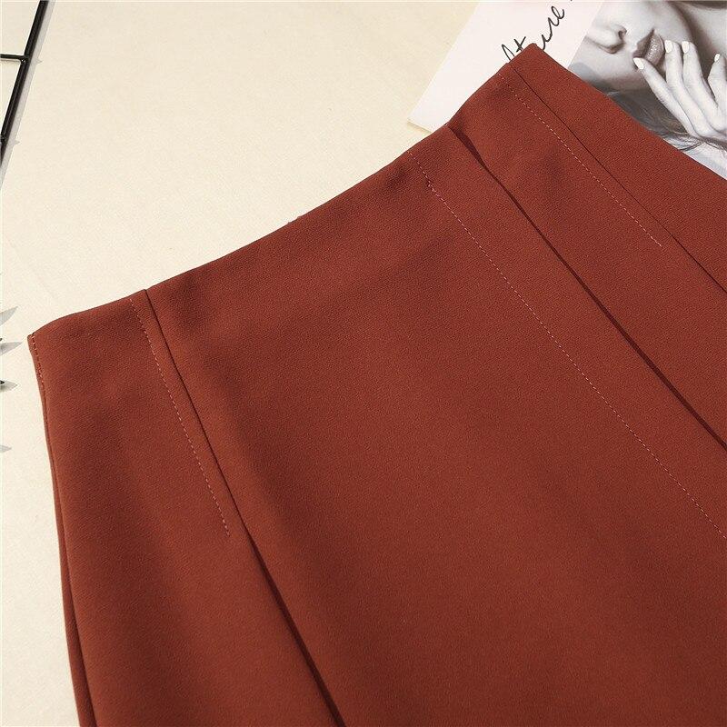 Lässiger Tanz Minirock Koreanische Damenbekleidung Süßer Uni High Waist A-Linien-Rock Eleganter Unregelmäßiger Reißverschluss Plissee-Rock 24789