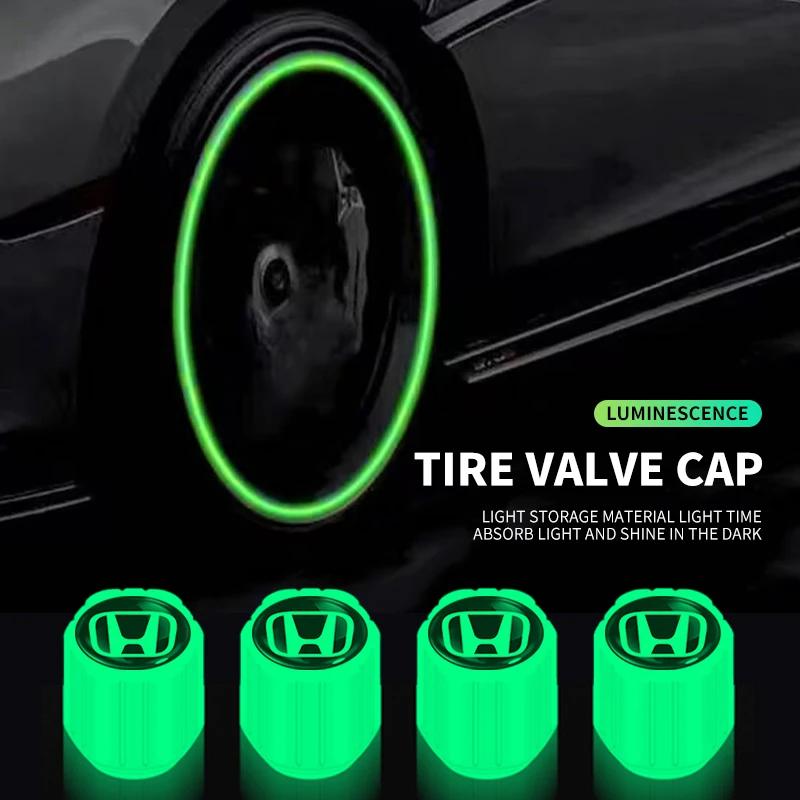 4Pcs Fluorescent Green Car Wheel Tire Valves Caps Luminous Valve Dust Covers For Honda Civic Accord CRV Fit Jazz CBR Cb500x ZOPJT1
