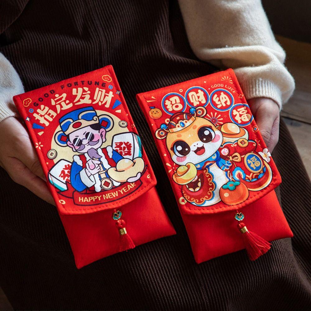 Chinese New Year 2025 Red Pocket Spring Festival Lucky Red Pockets Fabric Red Envelop  New Year