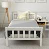 Double Bed Natural Color Flat with Headboard Ergonomic Design Strong Wooden Load Bearing Wood Slat Support Home Furniture Platform