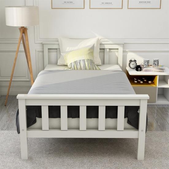 Double Bed Natural Color Flat with Headboard Ergonomic Design Strong Wooden Load Bearing Wood Slat Support Home Furniture Platform