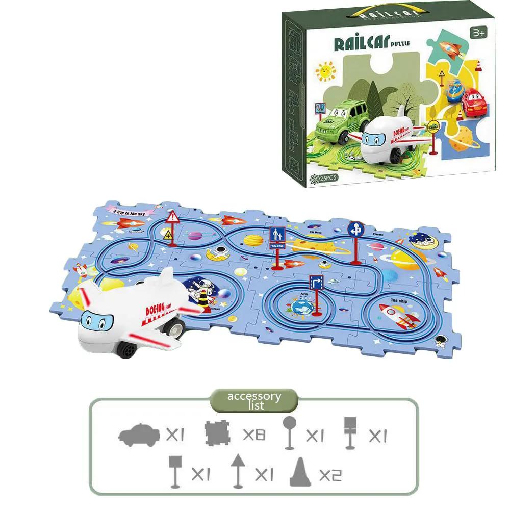 Non-Toxic Puzzle Racer Kids Car Track Set Plastic Floor Puzzles For 3 4 5 6 Year Old Children Montessori Toys Brain Toys New