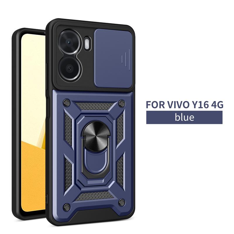 For Vivo Y16 4G Case Magnetic Holder Ring Stand Armor Phone Cases For Vivo Y 16 VivoY16 V2204 Slide Camera Lens Protection Cover