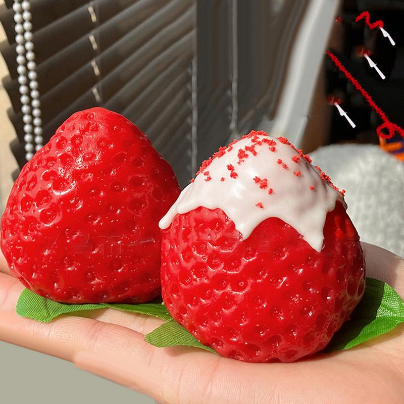 1Pc Cute Strawberry Squeeze Toy Silicone Squeeze Toy Tpr Sensory Toy Stress Relief Vent Joking Stress Relief Funny Toy