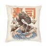 Japanese Samurai Cat Cushion Covers Sofa Home Decorative Square Throw Pillow Cover 40X40Cm