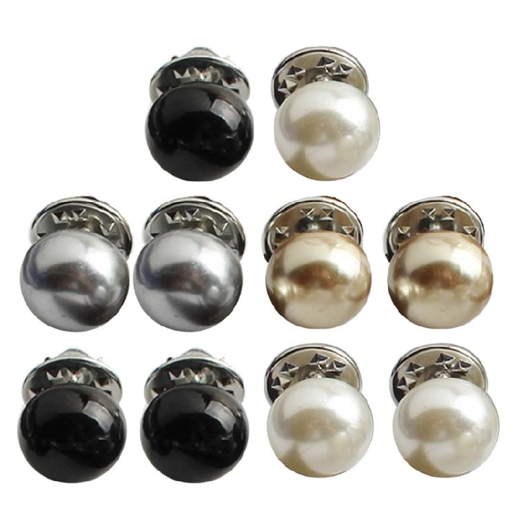10pcs/set Shirt Brooch Button-free Button Pins Women Fashionable Imitation Pearls Blouses Buckle Clothing Accessories