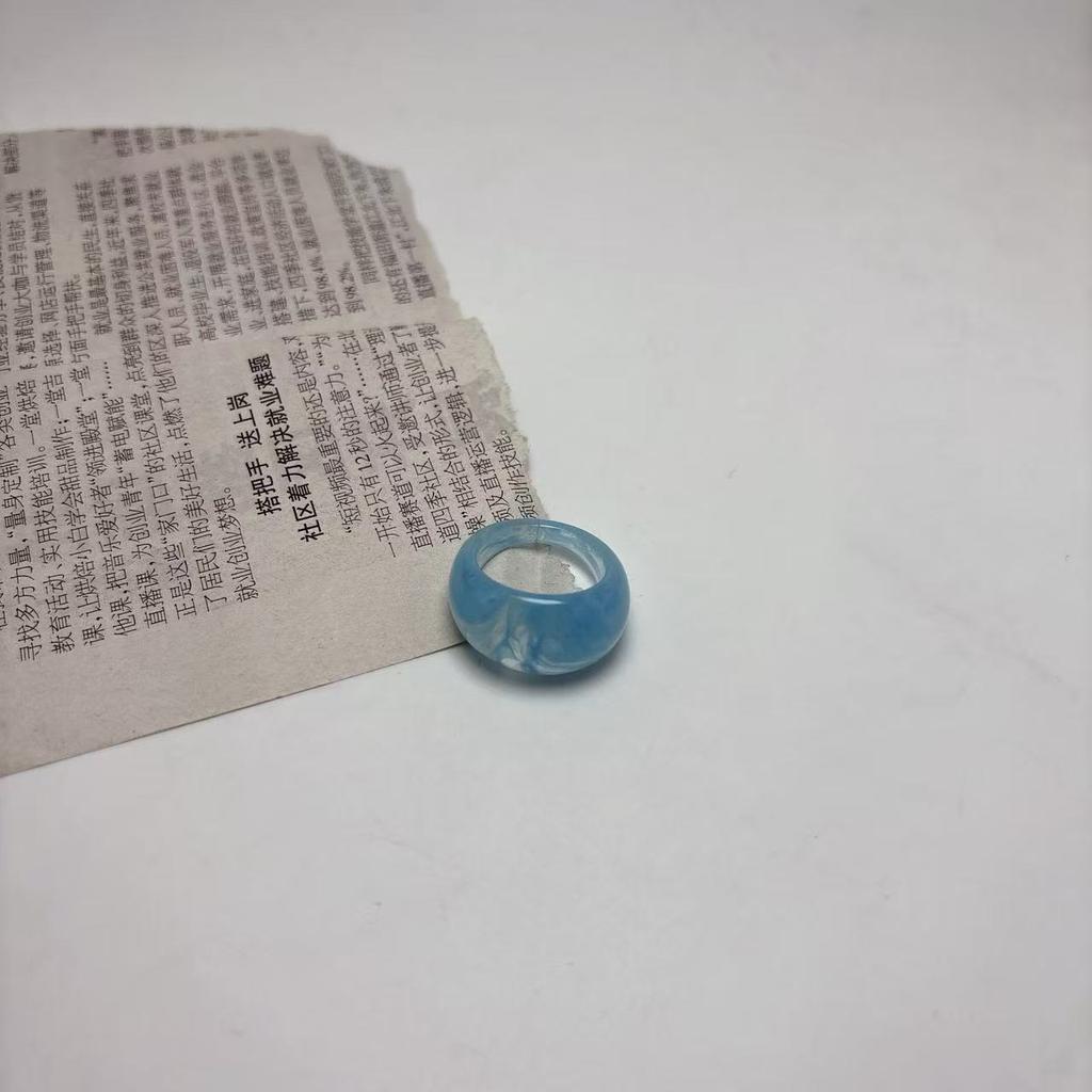 Glossy Transparent Resin Rings Set For Women Mix Color Simple Personality Jewelry Party Gifts