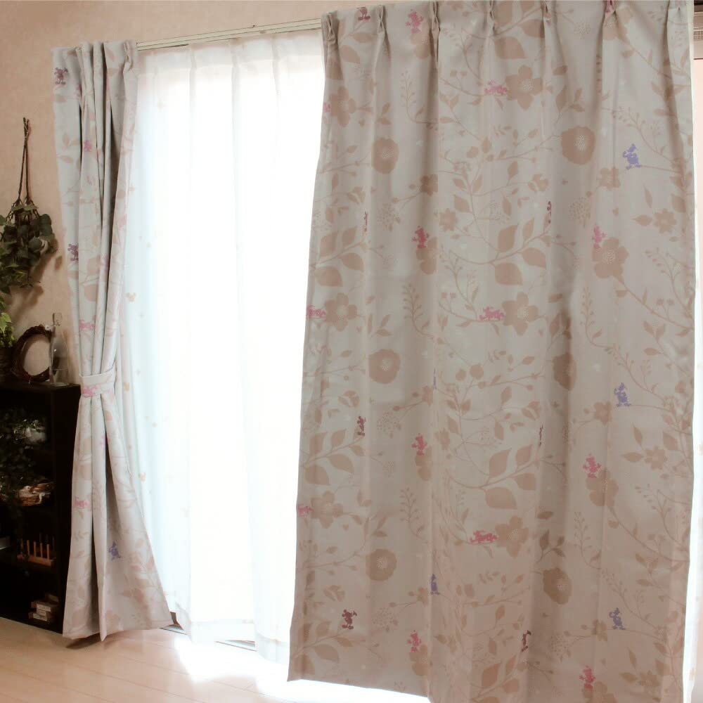 

Disney in Mickey Friends Leaf Level 1 Light Blocking and Heat Set of 100 x 230 cm x (Made Japan) & Curtains, Insulating, 2, (42.2 90.2 inches),