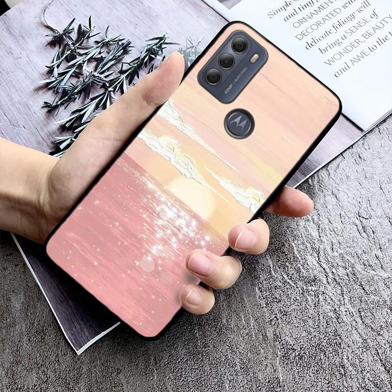 Hand Painted Flower Phone Case for Motorola Moto E32 E20 E40 G22 G52 G20 G30 G100 G60 G50 G10 GPure GStylus G9 One Action Macro
