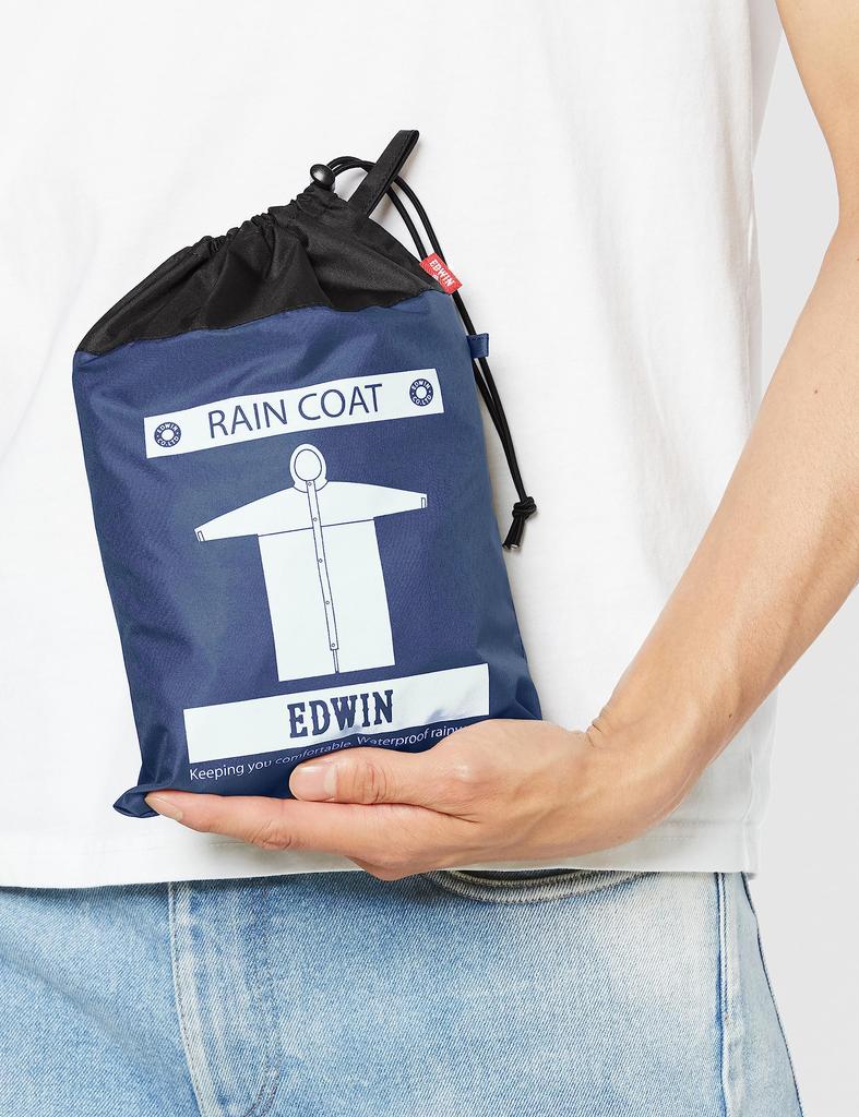 EDWIN Langer Regenmantel M, Regenmantel, Ausrüstung, Wasserdicht, Herren, Marineblau,