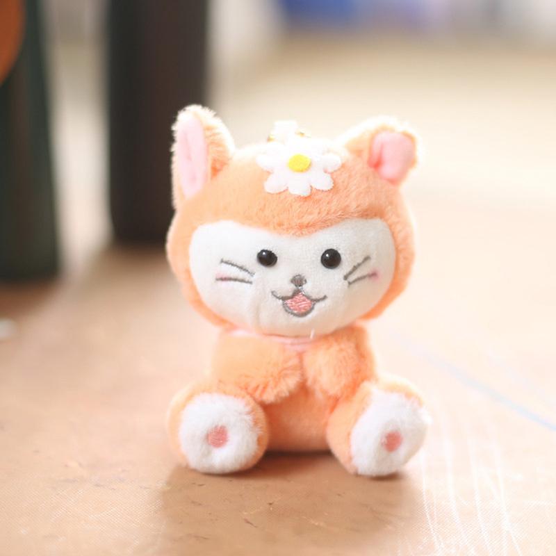 Lovely Cartoon Cat Pendant Keychain for Children Cute Plush Kitten Animal Keyring Llaveros