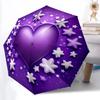 1pc Purple Heart Stars Automatic Folding Umbrella - Portable Collapsible Design, 8-Rib Iron Frame, Durable Fabric Yy251125052