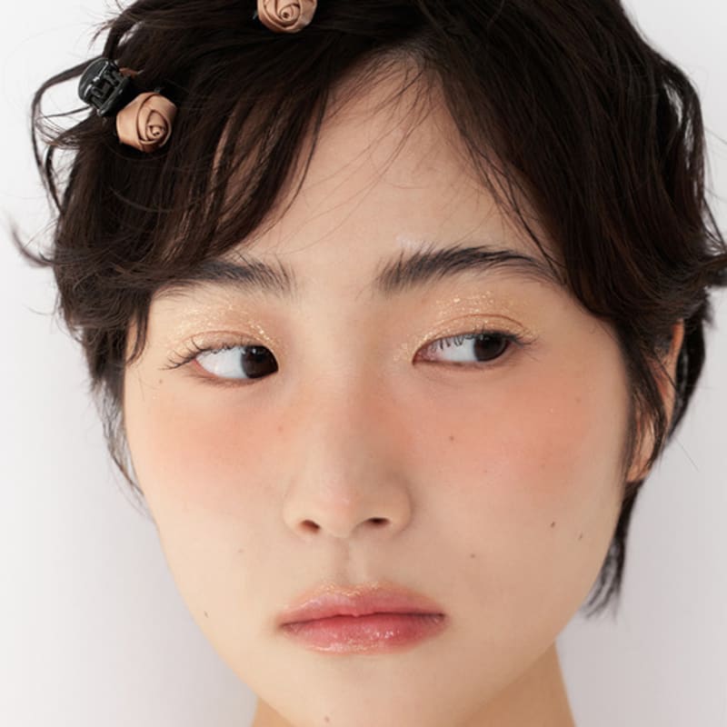 

geegee [2SET] petit rose hair clip - brown BROWN