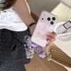 Cute Kawaii Pink Plaid Teddy Bear Phone Case For iPhone 16 15 14 13 Glitter Chandelier Print Protective Cover for Girls