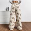 2025 European & American Women's Bear Pattern Furry Long Pants - Autumn/Winter Fashion