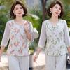 Elegant Summer Short-Sleeved Top for Middle-Aged Women