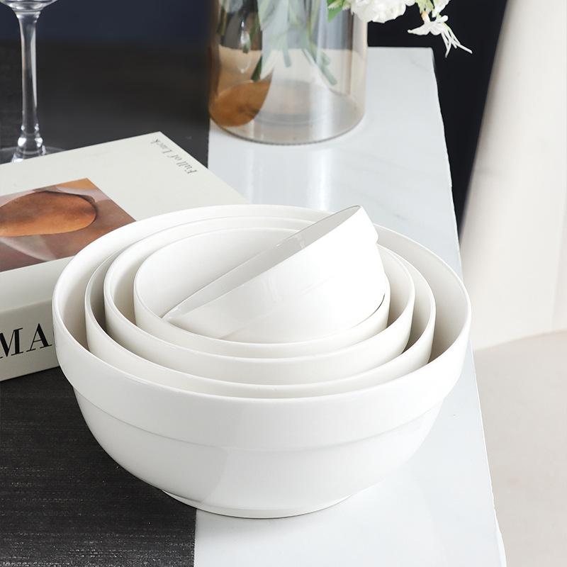 White Bowl Melamine Soup Bowl Round Porcelain Bowl Round Plastic Seasoning Bowl Rice Bowl Sugar Water Bowl