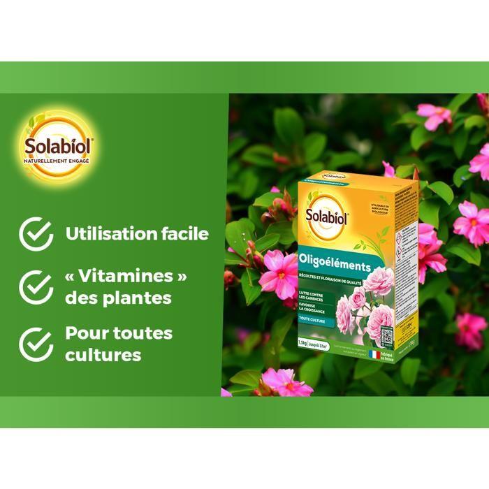 SOLABIOL Engrais Oligoéléments - 1,5Kg - Jusqu'à 37m² - Favorise La Croissance - Lutte Contre Les Carences