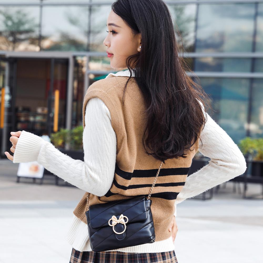 New Disney Minnie Series PU Shoulder Bag Crossbody Bag Regular Women's Ecru/Black BMK-71640