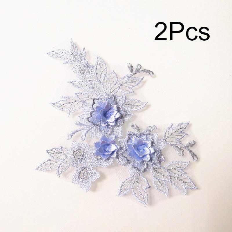 2Pcs Sewing Motif Dress Decoration DIY Patches Fabric Craft Hollowed Out Trim Flower Embroidered Lace Applique Wedding Bridal