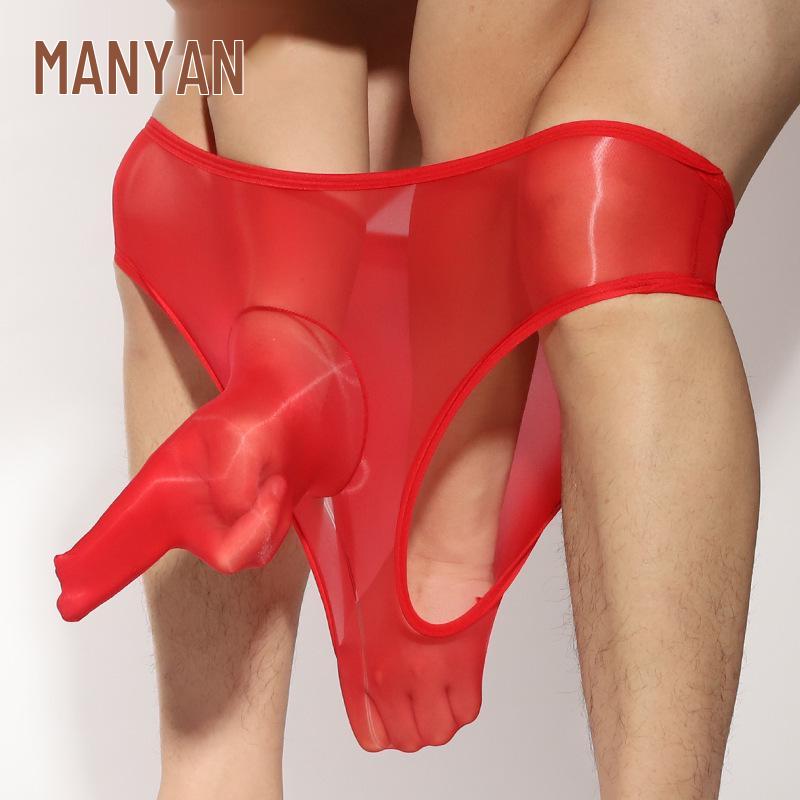 Manyan Men's Sexy Shiny See-through Silky Underwear with JJ Pouch - Style 8012