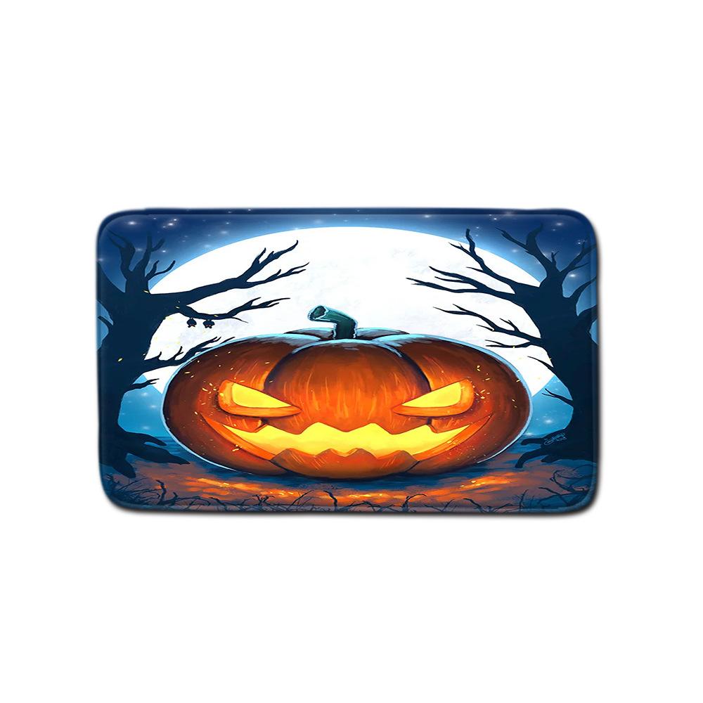 Halloween Shower Curtain Floor Mat Combination Four-Piece Set Bathroom Toilet Carpet Shower Room Foot Mat