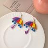 Summer Dopamine Stud Earrings Creative Acrylic Color Matching Umbrella Earrings Niche Vacation Style Fashion Earrings