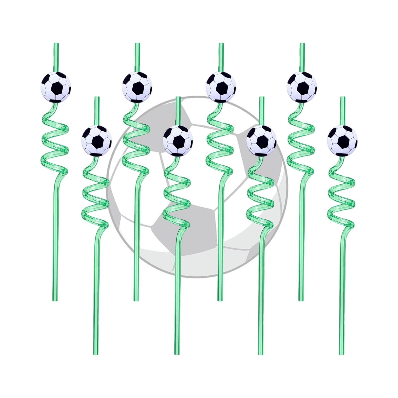 Football Themed Cartoon Spiral Straw Set with Creative Design 10PC One Size зелёный