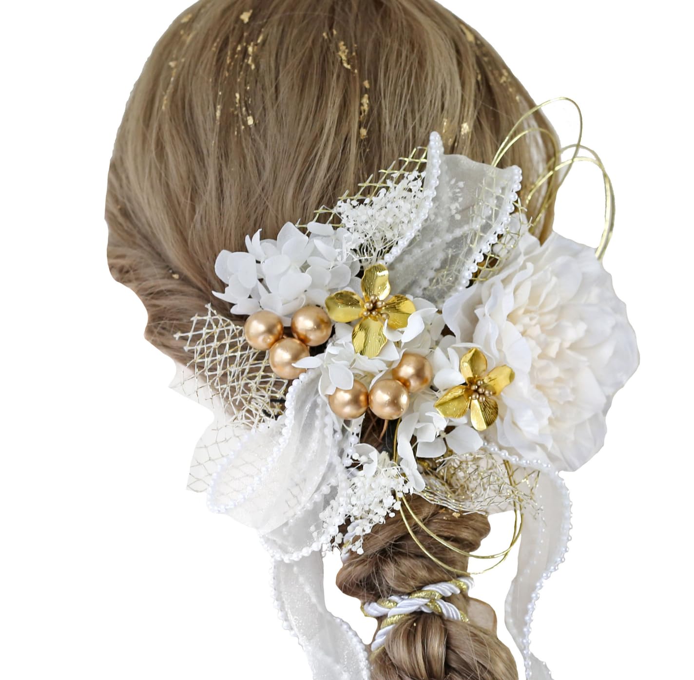 

Bud Flower Hair Ornament - Hair-218 (White) - Perfect for Coming-of-Age Ceremony, Graduation, Traditional Japanese Attire (Kimono, Hakama), Weddings,