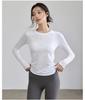 Women's Seamless Long-Sleeve Sports Top for Running & Yoga - Quick-Dry Elastic Knit Crew Neck