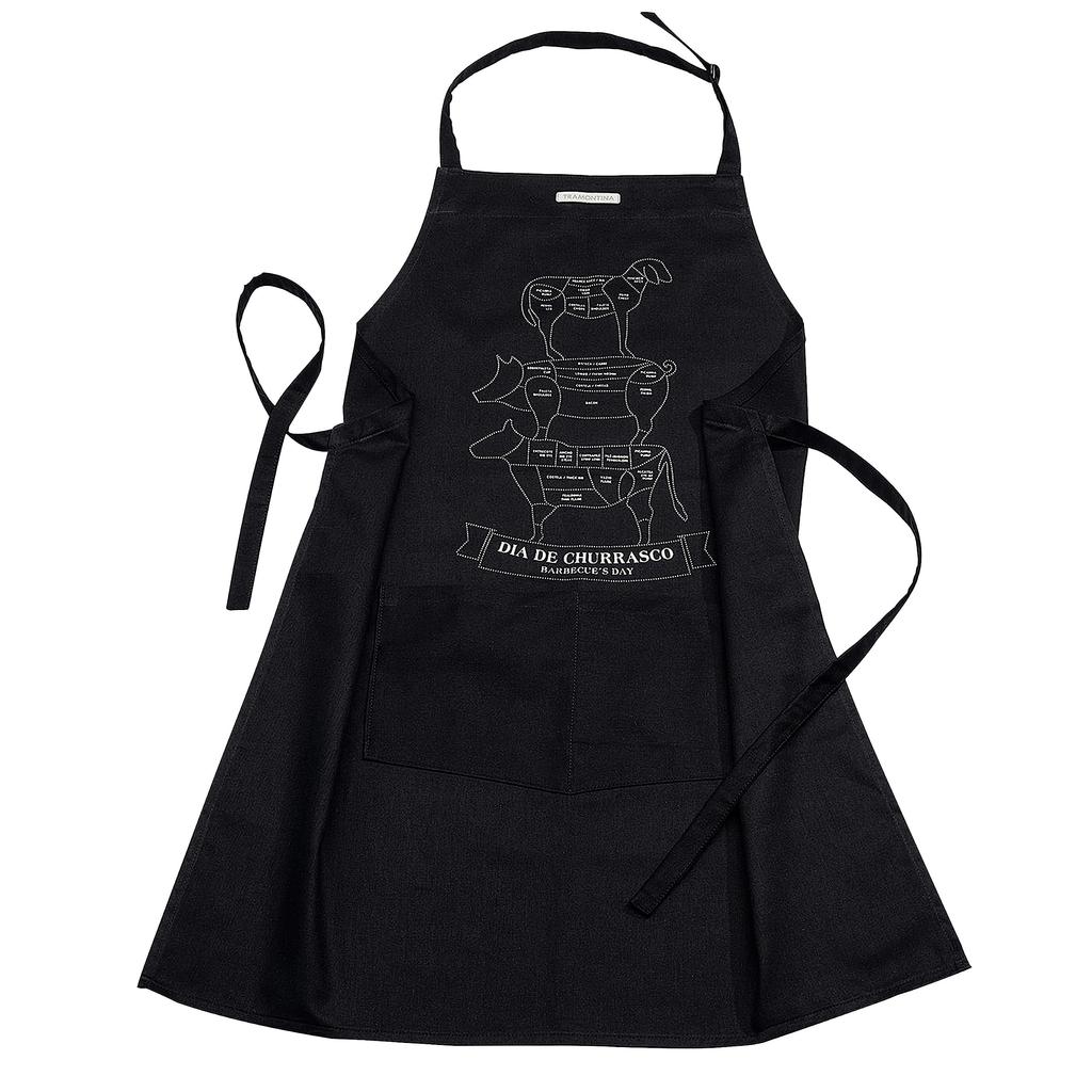 Tramontina Churrasco Apron Cotton Black Durable Lightweight Camping Outdoor Work Made In Brazil TRAMONTINA 100% 26466/100