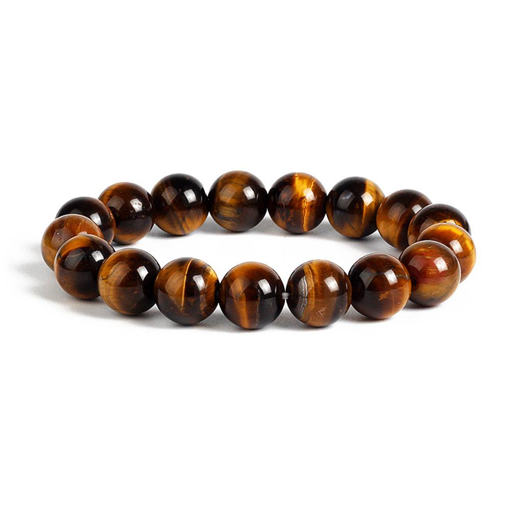 Natural Tiger Eye Stone Bracelet - Men's Minimalist Beaded Charm Bracelet