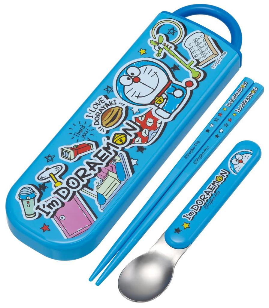 Skater Chopsticks and Spoon Doraemon Made In Set, Antibacterial, Sticker, Japan, CCA1AG-A