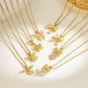 Sweet Zircon Bow Necklace - Women’s Titanium Steel Design