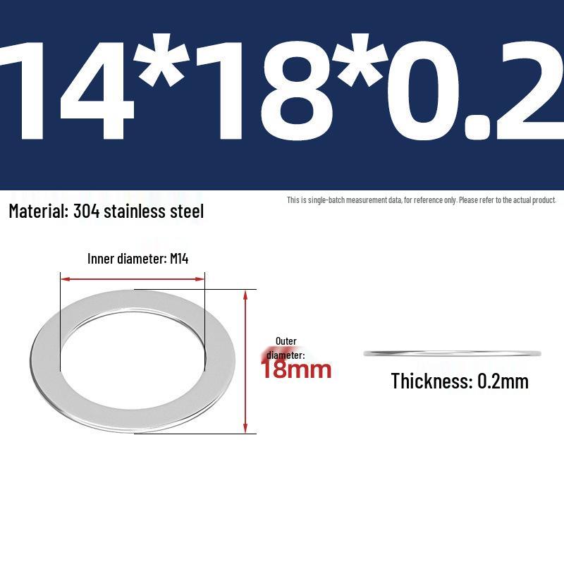 304 Stainless Steel Ultra-Thin Flat Washers - Available in Thickness: 0.1mm, 0.2mm, 0.3mm, 0.5mm