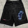 Unisex Y2K Baggy Shorts Vintage American Streetwear Printing Denim Shorts 2000s Hip Hop Men Women Casual Basketball Shorts