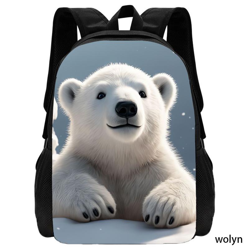 Girlsiii Shoes Unisex Kids Polar Bear Pattern Simple And Cute Backpack Student Schoolbag Computer Bag