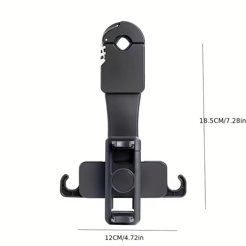 Car Headrest Phone Mount – Clip-On Design, 360° Rotatable & Retractable, Multifunctional Backseat Phone Holder
